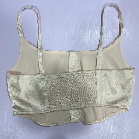 L.A. Hearts Cream Brocade Bustier Crop Top Tank M - Picture 4 of 5